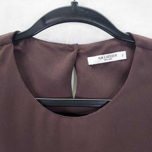 M.M. LaFleur Bourgeois Blouse Small Molasses Brown Asymmetrical Hem Keyhole Back - Picture 5 of 14